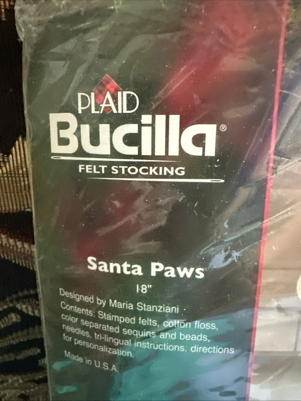 Bucilla Santa Paws Felt Stocking Kit - Red, Green, White, Black 86054